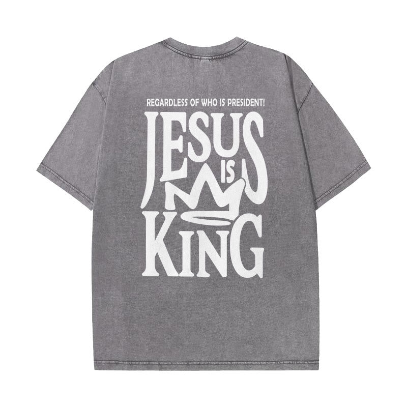Christianartworkshop Unisex-T-Shirt mit Jesus-Symbol, gewaschen - Grau - 5XL - image 12