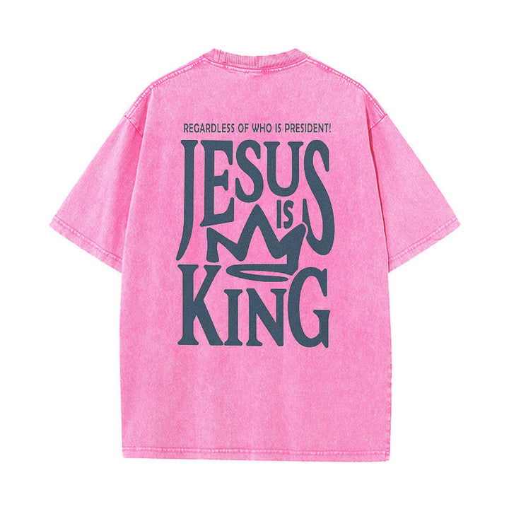 Christianartworkshop Unisex-T-Shirt mit Jesus-Symbol, gewaschen - Rosa - 5XL - image 5