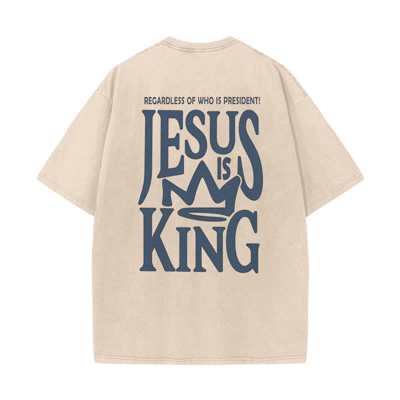 Christianartworkshop Unisex-T-Shirt mit Jesus-Symbol, gewaschen - Aprikose - 5XL - image 4