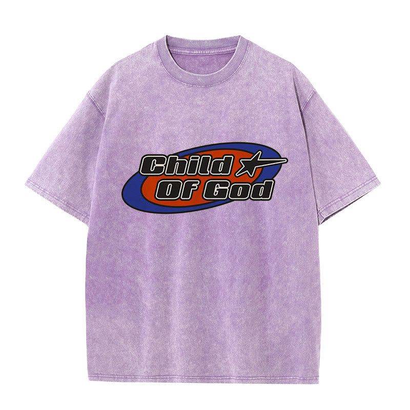 Christianartworkshop Unisex-T-Shirt mit Grafik „Kind Gottes“, gewaschen - Lila - 5XL - image 6