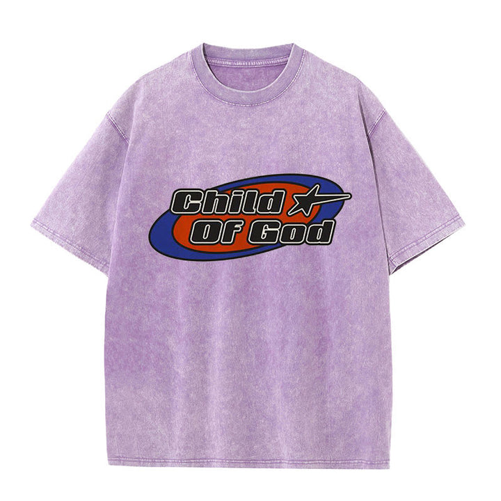 Christianartworkshop Unisex-T-Shirt mit Grafik „Kind Gottes“, gewaschen - Lila - 5XL - image 6