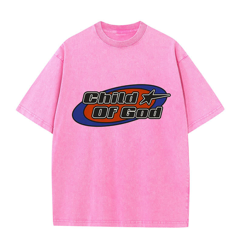 Christianartworkshop Unisex-T-Shirt mit Grafik „Kind Gottes“, gewaschen - Rosa - 5XL - image 10