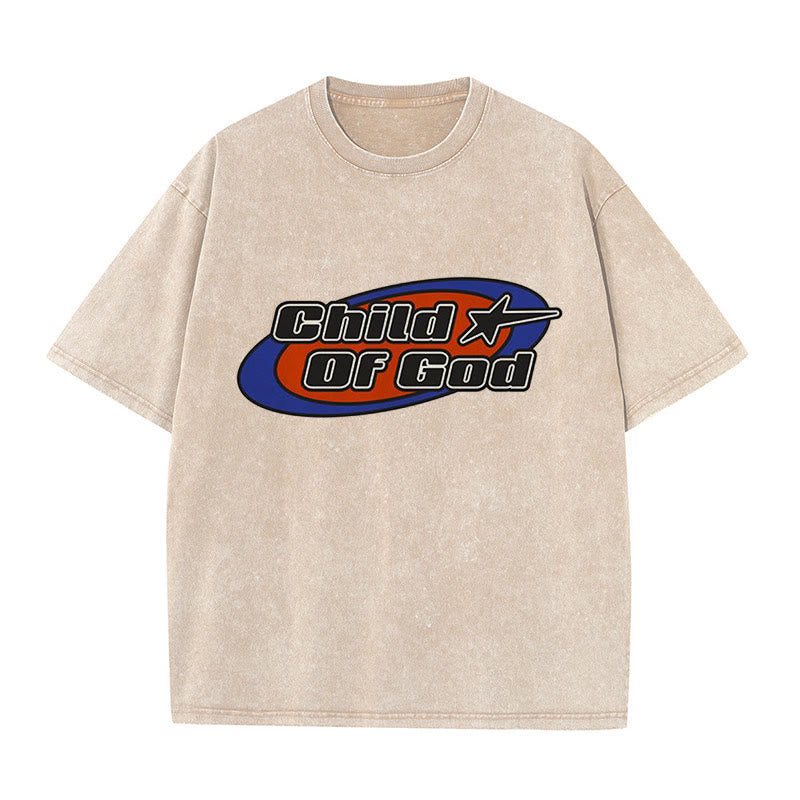 Christianartworkshop Unisex-T-Shirt mit Grafik „Kind Gottes“, gewaschen - Aprikose - 5XL - image 1
