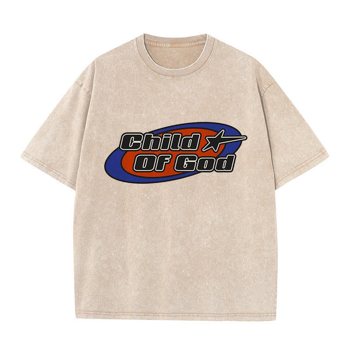 Christianartworkshop Unisex-T-Shirt mit Grafik „Kind Gottes“, gewaschen - Aprikose - 5XL - image 1
