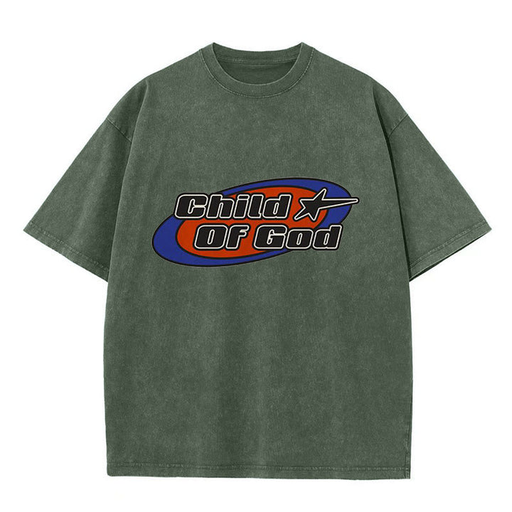 Christianartworkshop Unisex-T-Shirt mit Grafik „Kind Gottes“, gewaschen - Armeegrün - 5XL - image 11