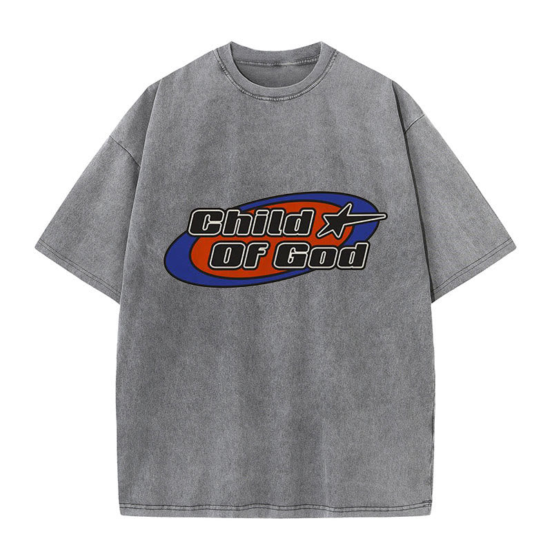 Christianartworkshop Unisex-T-Shirt mit Grafik „Kind Gottes“, gewaschen - Grau - 5XL - image 7