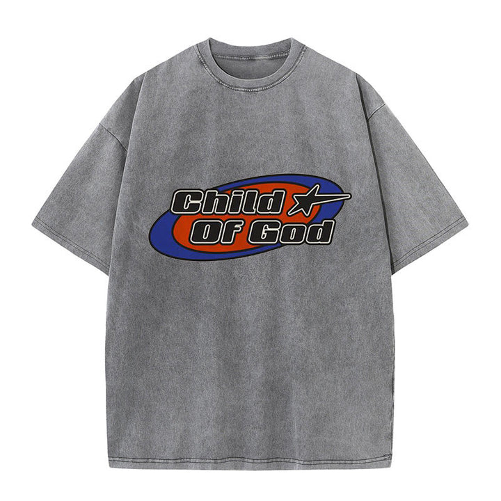 Christianartworkshop Unisex-T-Shirt mit Grafik „Kind Gottes“, gewaschen - Grau - 5XL - image 8