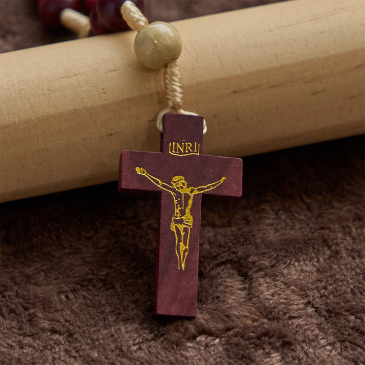 Christianartworkshop 10 mm Weinrote Holzperlen, traditioneller Rosenkranz: Ein zeitloser spiritueller Begleiter