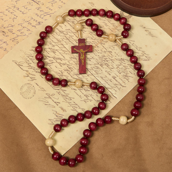Christianartworkshop 10 mm Weinrote Holzperlen, traditioneller Rosenkranz: Ein zeitloser spiritueller Begleiter