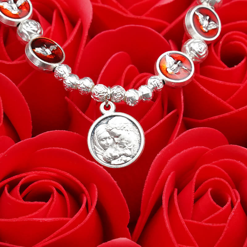 Christianartworkshop Emaille-Armband Heiliger Geist mit Kreuz und Rosenperlen: Geschätztes Symbol des gesegneten Schutzes - image 3