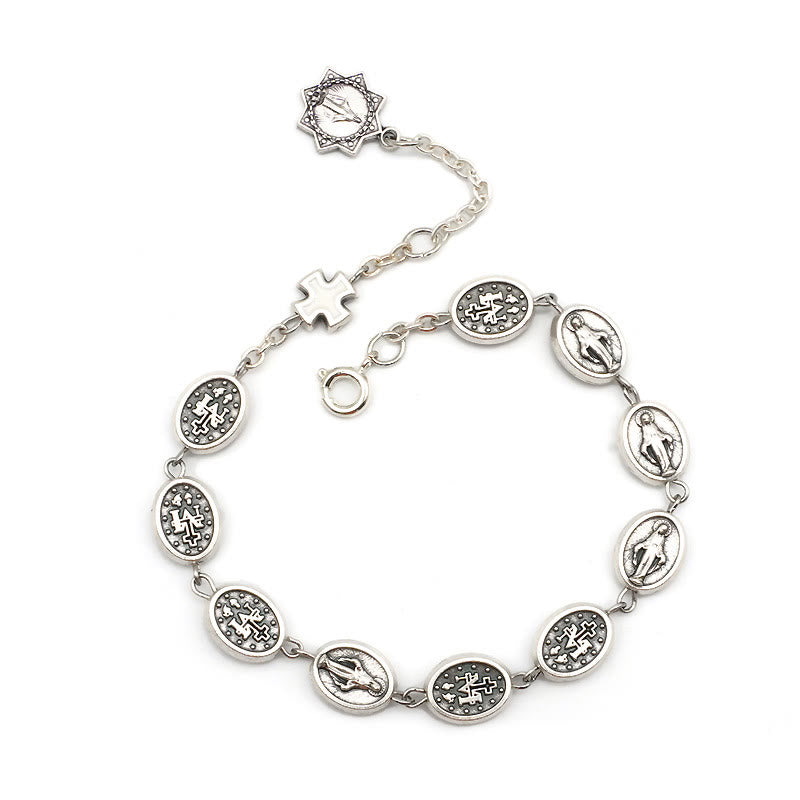 Christianartworkshop St. Benedikt, Wundertätige Medaille & Kreuz Klassisches Armband: Ein zeitloses Zeichen göttlichen Schutzes - Unsere Liebe Frau - Weiß - image 9