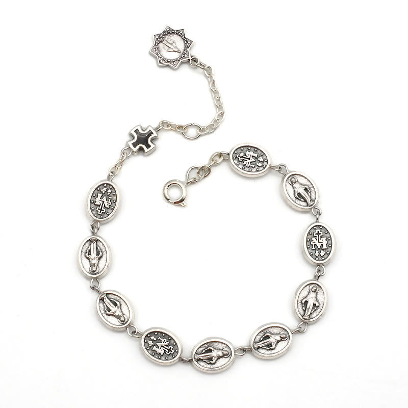 Christianartworkshop St. Benedikt, Wundertätige Medaille & Kreuz Klassisches Armband: Ein zeitloses Zeichen göttlichen Schutzes - Unsere Liebe Frau - Schwarz - image 8