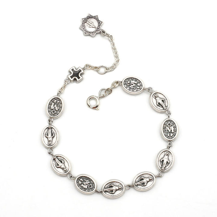 Christianartworkshop St. Benedikt, Wundertätige Medaille & Kreuz Klassisches Armband: Ein zeitloses Zeichen göttlichen Schutzes - Unsere Liebe Frau - Schwarz - image 8
