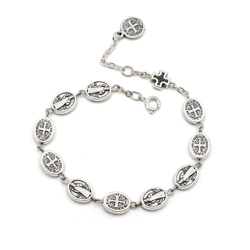 Christianartworkshop St. Benedikt, Wundertätige Medaille & Kreuz Klassisches Armband: Ein zeitloses Zeichen göttlichen Schutzes - Der heilige Benedikt - Schwarz - image 7