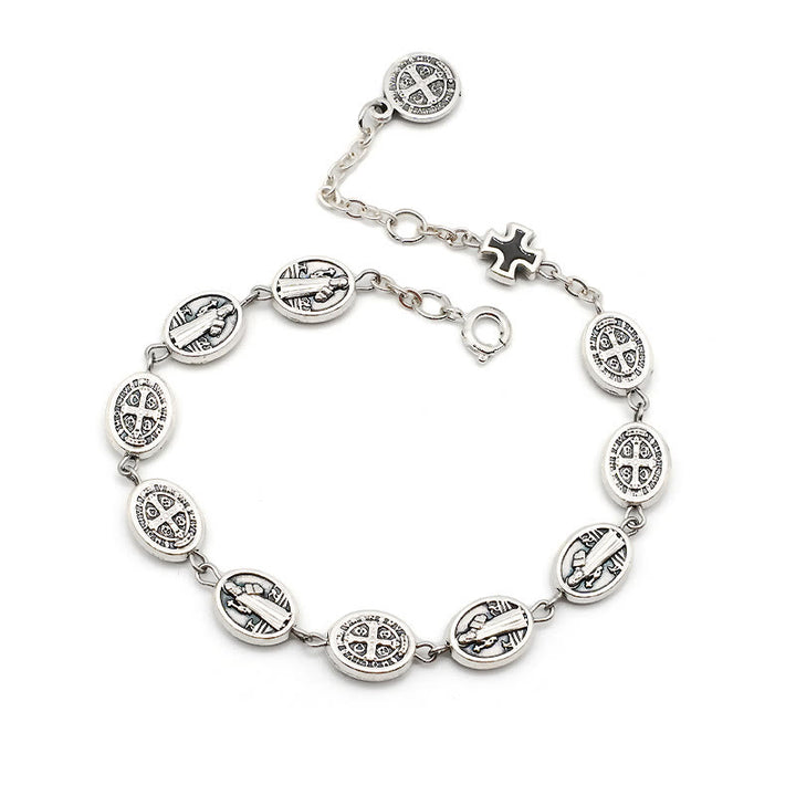 Christianartworkshop St. Benedikt, Wundertätige Medaille & Kreuz Klassisches Armband: Ein zeitloses Zeichen göttlichen Schutzes - Der heilige Benedikt - Schwarz - image 7