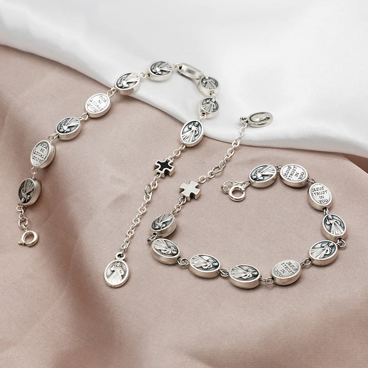 Christianartworkshop St. Benedikt, Wundertätige Medaille & Kreuz Klassisches Armband: Ein zeitloses Zeichen göttlichen Schutzes - Yeshua Retter - Schwarz - image 0