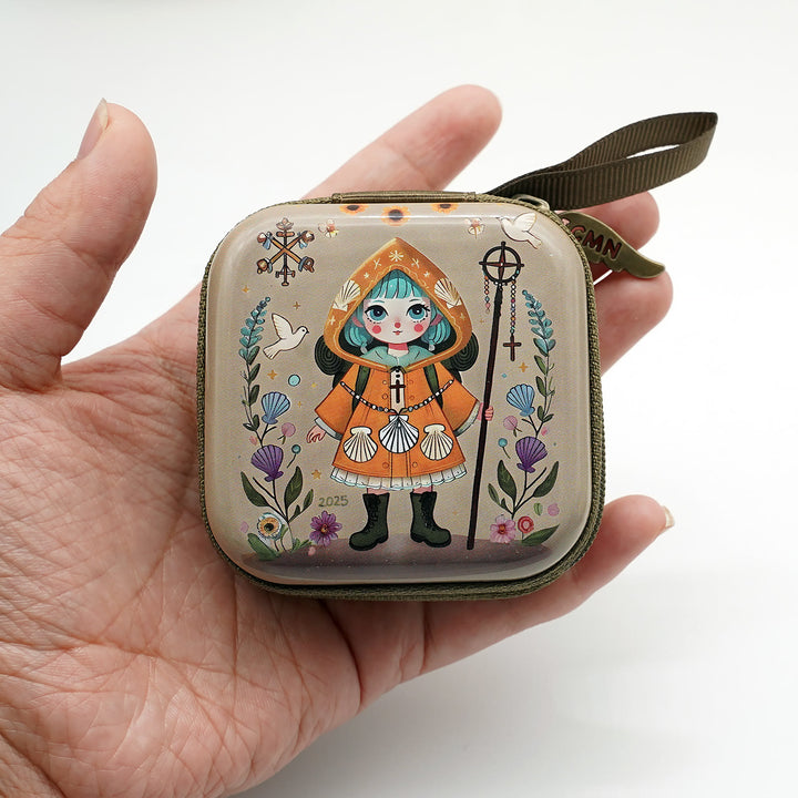 Christianartworkshop 9 Muster Cartoon-Stil Quadratische Rosenkranz-Etuis: Eine schöne Mischung aus Glauben und Funktion