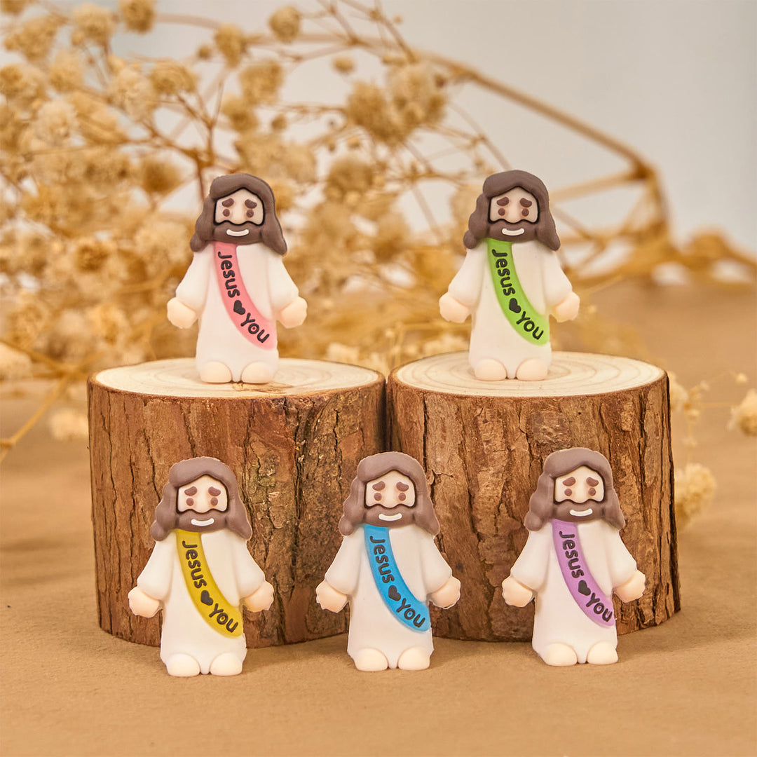 Christianartworkshop 5/10/20/30 Stück, im Dunkeln leuchtende, bunte Mini-Jesus-Figur mit „Jesus Love you“ - image 3