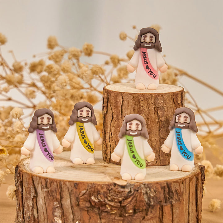 Christianartworkshop 5/10/20/30 Stück, im Dunkeln leuchtende, bunte Mini-Jesus-Figur mit „Jesus Love you“ - image 0