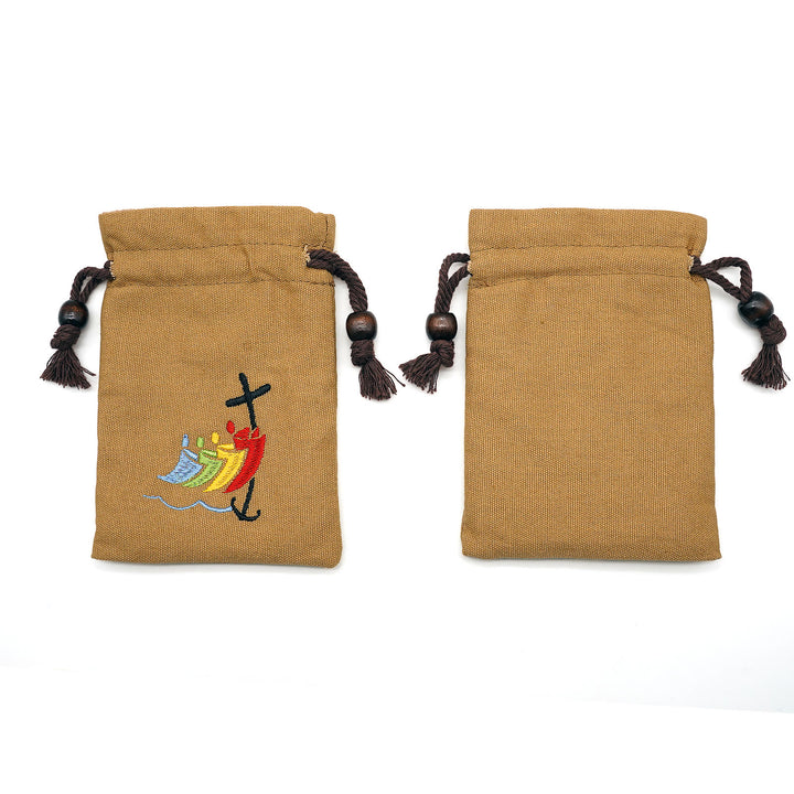 Christianartworkshop Jubilee Pilgrim Schmuckbeutel aus Baumwolle, Aufbewahrungstasche mit bunter Segelboot- und Kreuzstickerei: Göttlicher Schutz - image 11