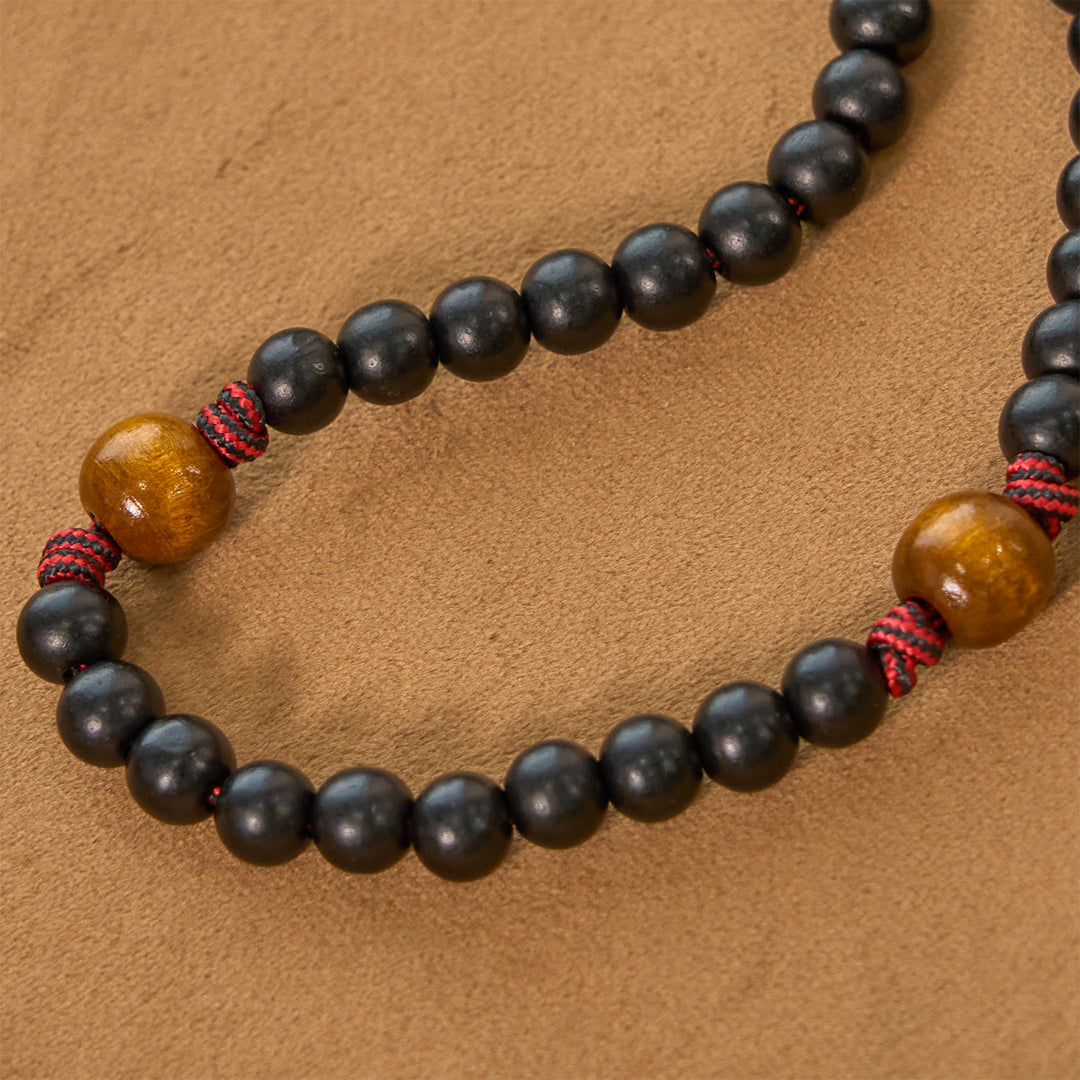 Christianartworkshop Handgefertigter Original-Rosenkranz mit 10 mm Ebenholzperlen und massivem Paracord