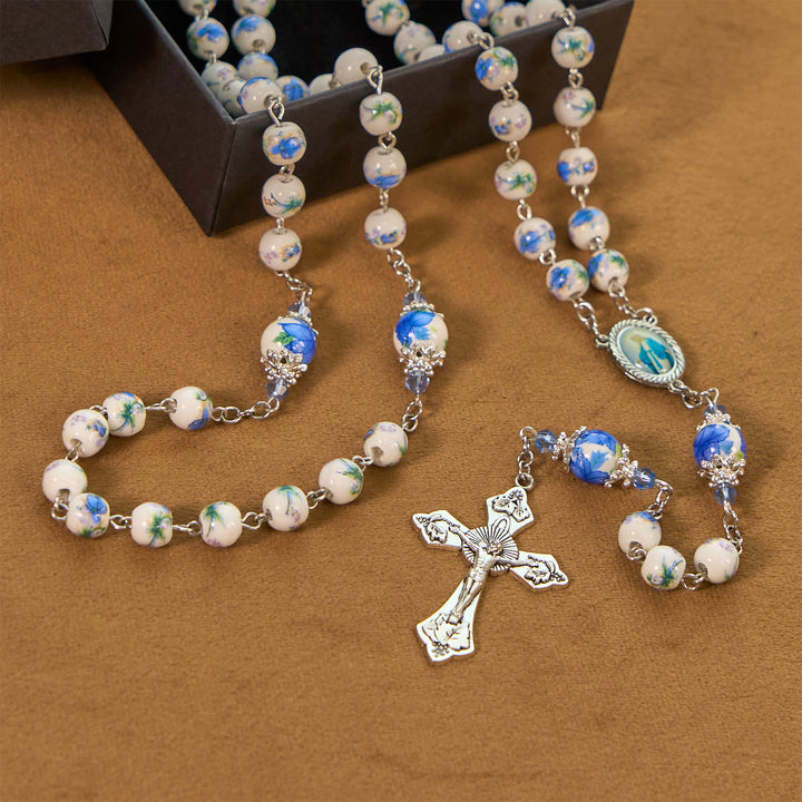 Christianartworkshop GEBETSVOLLER GLAUBE: Handgefertigter Rosenkranz mit Maiglöckchen-Perlen - image 9