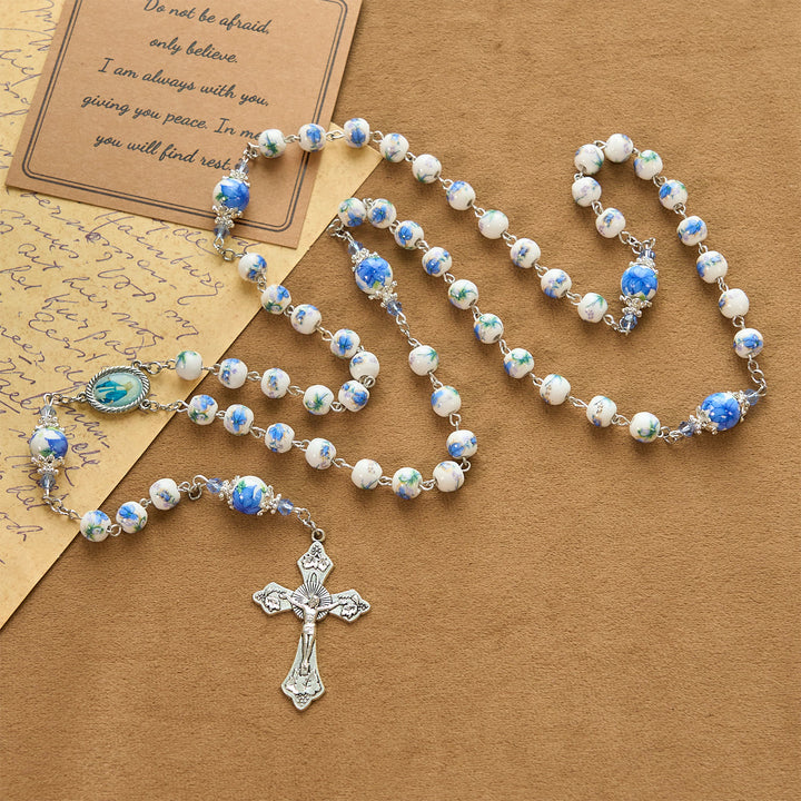 Christianartworkshop GEBETSVOLLER GLAUBE: Handgefertigter Rosenkranz mit Maiglöckchen-Perlen - image 12
