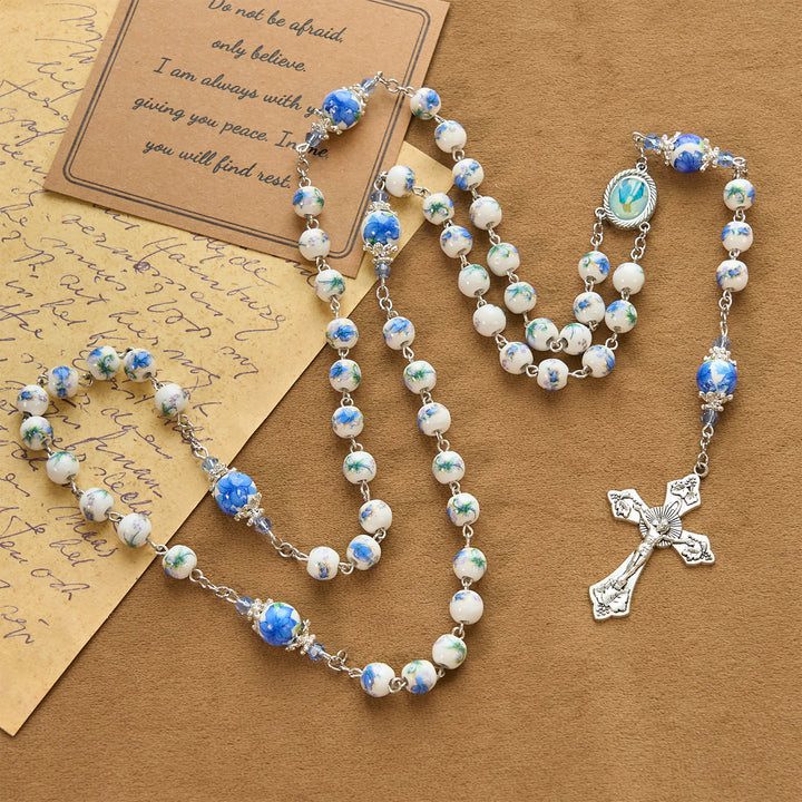 Christianartworkshop GEBETSVOLLER GLAUBE: Handgefertigter Rosenkranz mit Maiglöckchen-Perlen - image 8