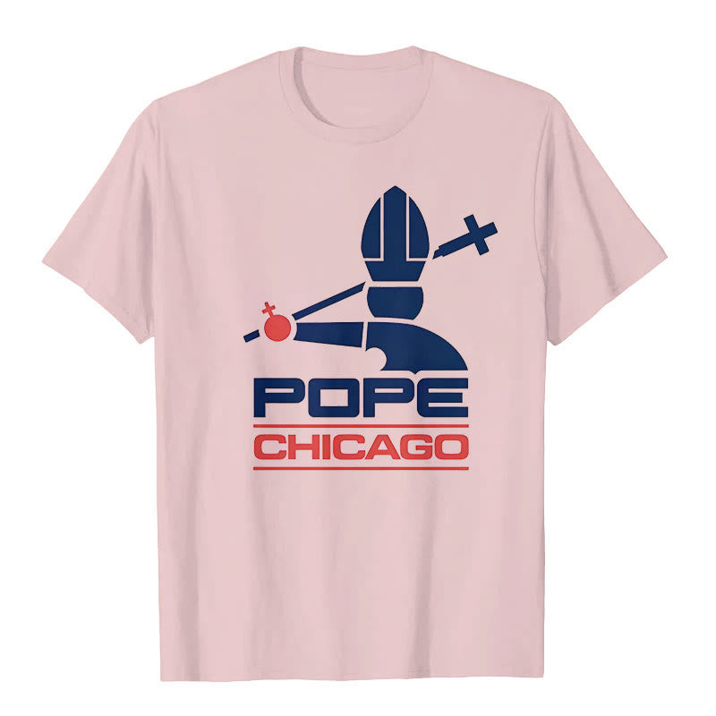 Christianartworkshop Pope Chicago Rundhals-T-Shirt - Hellrosa - 2XL - image 5