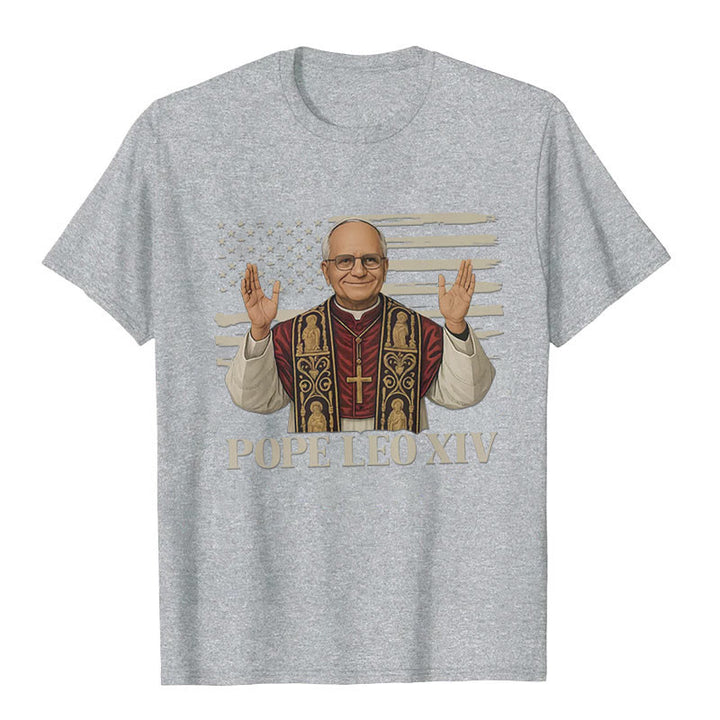 Christianartworkshop Papst Leo XIV. mit patriotischem Flair Unisex T-Shirt