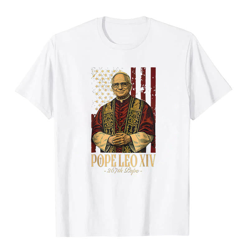 Christianartworkshop Amerikanischer Kardinal Robert Prevost Papst Leo XIV. Unisex T-Shirt - Weiß - 2XL - image 3