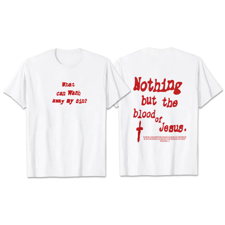 Christianartworkshop Baumwoll-T-Shirt „Nichts als das Blut Jesu“ - Weiß - 2XL - image 0
