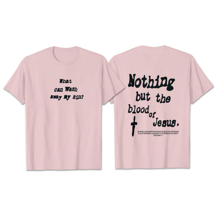 Christianartworkshop Baumwoll-T-Shirt „Nothing But Blood Of Jesus“ - Rosa - 2XL - image 10