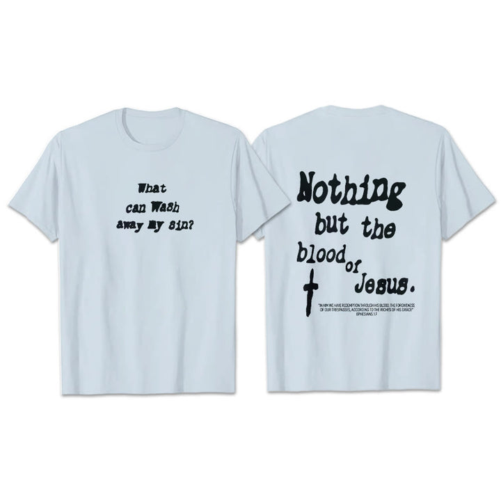 Christianartworkshop Baumwoll-T-Shirt „Nichts als das Blut Jesu“ - Blau - 2XL - image 13