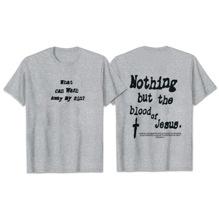 Christianartworkshop Baumwoll-T-Shirt „Nichts als das Blut Jesu“ - Grau - 2XL - image 16