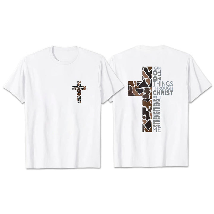 Christianartworkshop Camo-Kreuz-Design mit Philipper 4:13 Vers Christliches T-Shirt - Weiß - 2XL - image 0
