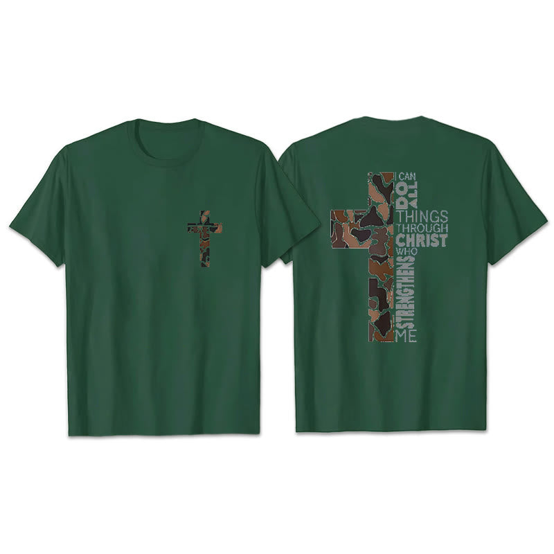 Christianartworkshop Camo-Kreuz-Design mit Philipper 4:13 Vers Christliches T-Shirt