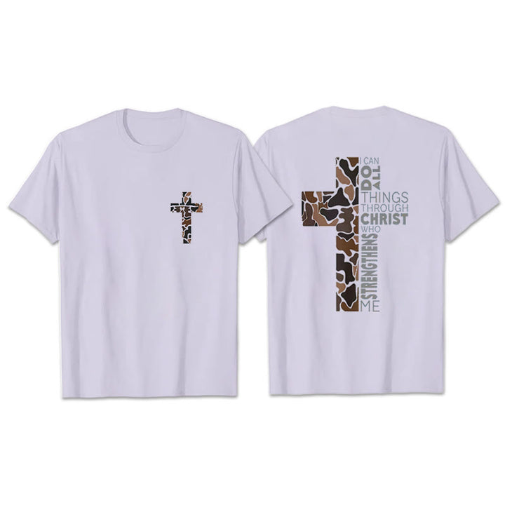 Christianartworkshop Camo-Kreuz-Design mit Philipper 4:13 Vers Christliches T-Shirt - Lila - 2XL - image 6