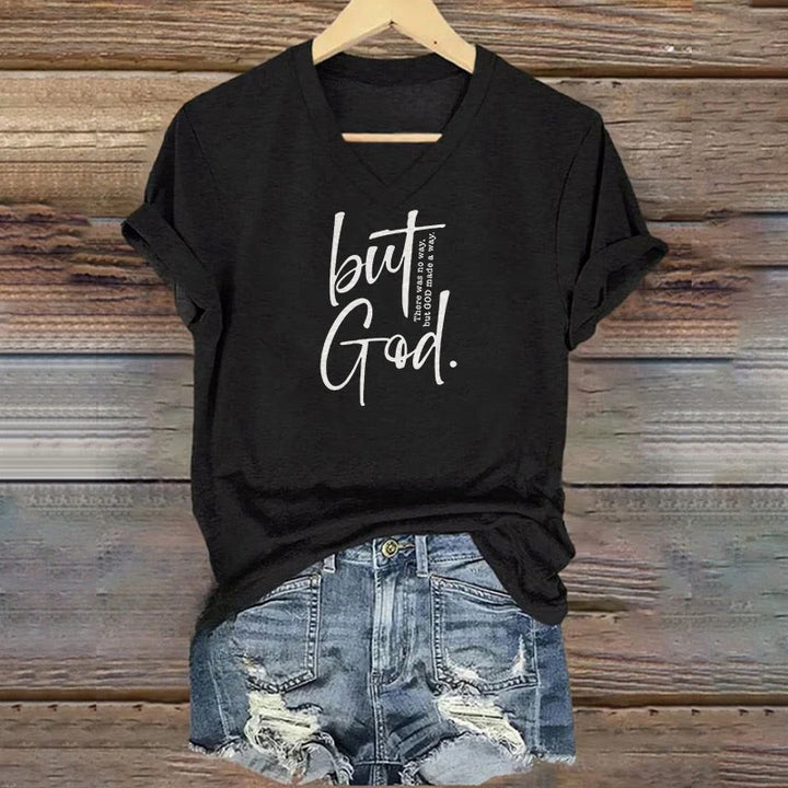 Christianartworkshop Damen-T-Shirt mit V-Ausschnitt und Aufdruck „Faith Christian But God“ (Bibelvers)