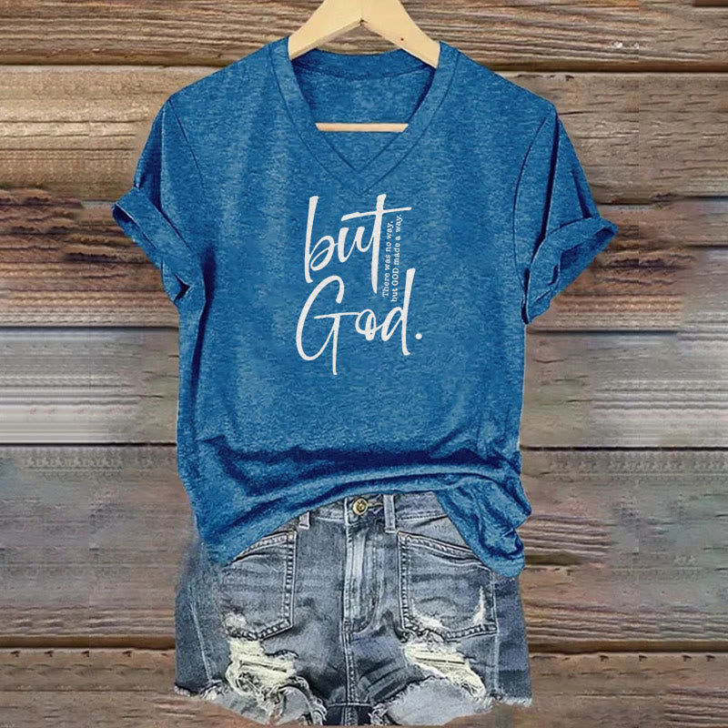 Christianartworkshop Damen-T-Shirt mit V-Ausschnitt und Aufdruck „Faith Christian But God“ (Bibelvers)