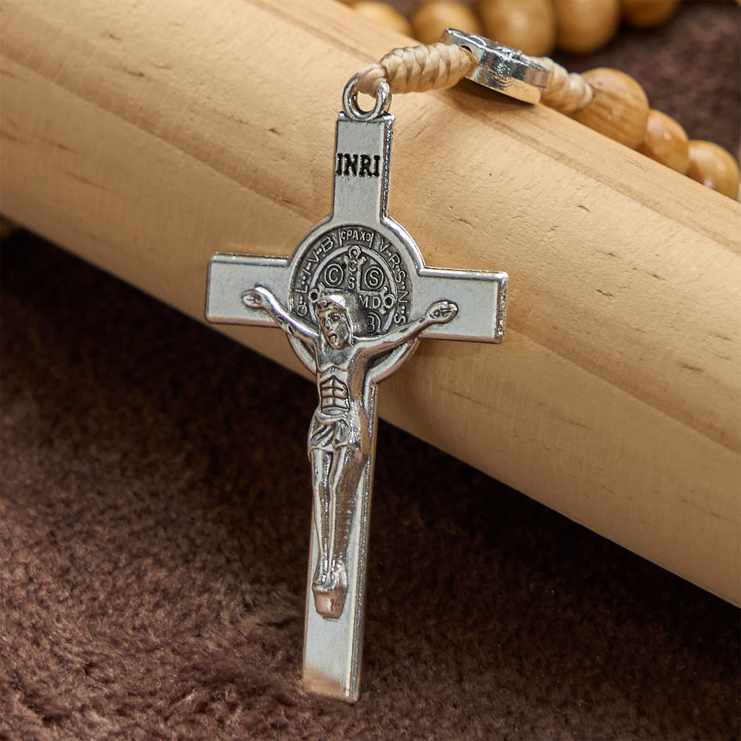 Christianartworkshop Rosenkranz mit St. Benedikt und Kruzifix aus runden 8-mm-Perlen aus Olivenholz: Gesegnete Hingabe in jeder Perle - image 6