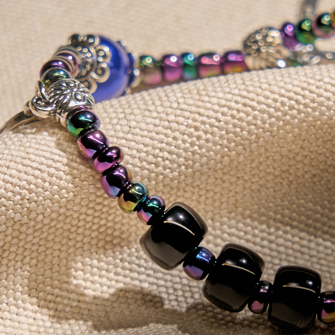 Armband aus Ebenholz und blauem Achat mit Marienmedaille und Kruzifix von Christianartworkshop - image 5