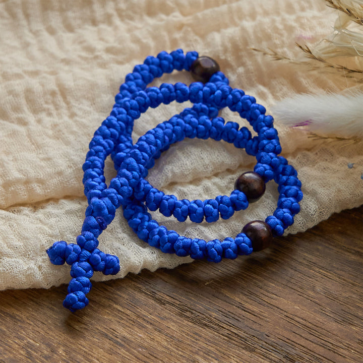 Christianartworkshop Halskette mit blauem und schwarzem Kreuz und 100 Segensknoten: geschätztes Symbol des Heiligen Segens - image 5