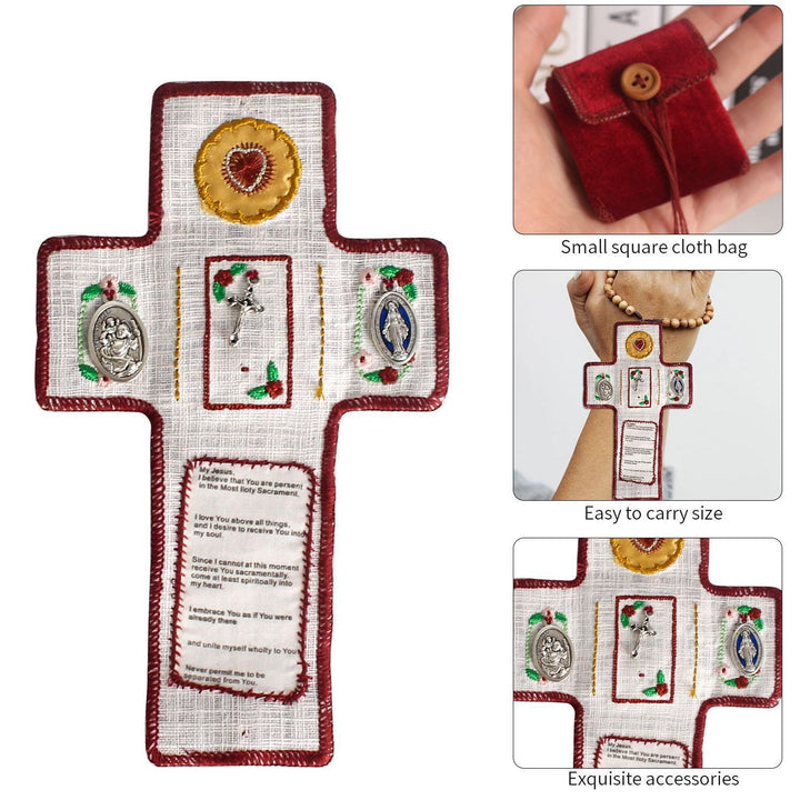 Christianartworkshop Handgefertigter Taschenschrein im klassischen Stil mit einem Kreuz im Inneren