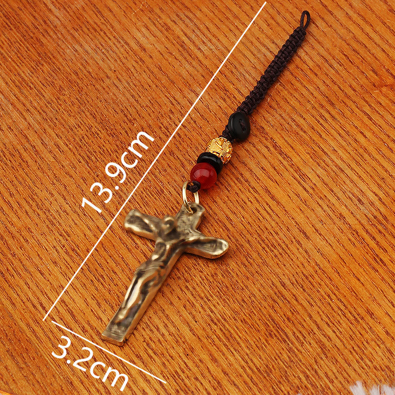 Christianartworkshop Anspruchsvolles Metallkruzifix mit geflochtenem Seil-Schlüsselanhänger: Exklusives Zeichen des göttlichen Opfers - image 8