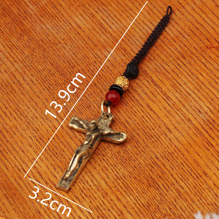 Christianartworkshop Anspruchsvolles Metallkruzifix mit geflochtenem Seil-Schlüsselanhänger: Exklusives Zeichen des göttlichen Opfers - image 8