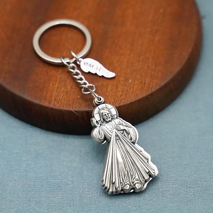 Christianartworkshop Exquisite Emaille – Schlüsselanhänger mit eingelegtem Jesus und göttlicher Barmherzigkeit: Erinnerung an Gottes Liebe - image 2