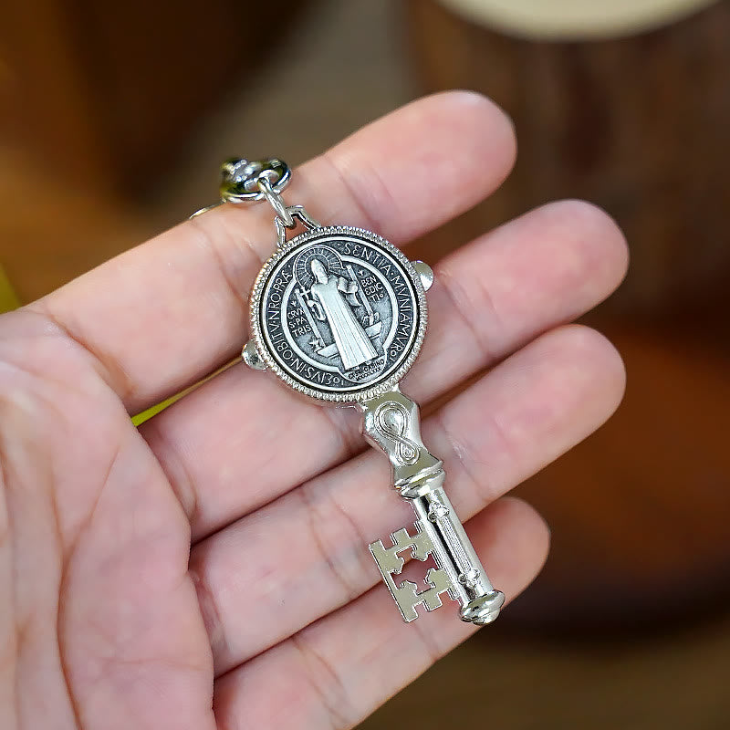 Christianartworkshop Exquisite Emaille – Schlüsselanhänger mit eingelegtem Heiligen Benedikt und Kreuz: Andenken an die göttliche Gnade - image 8