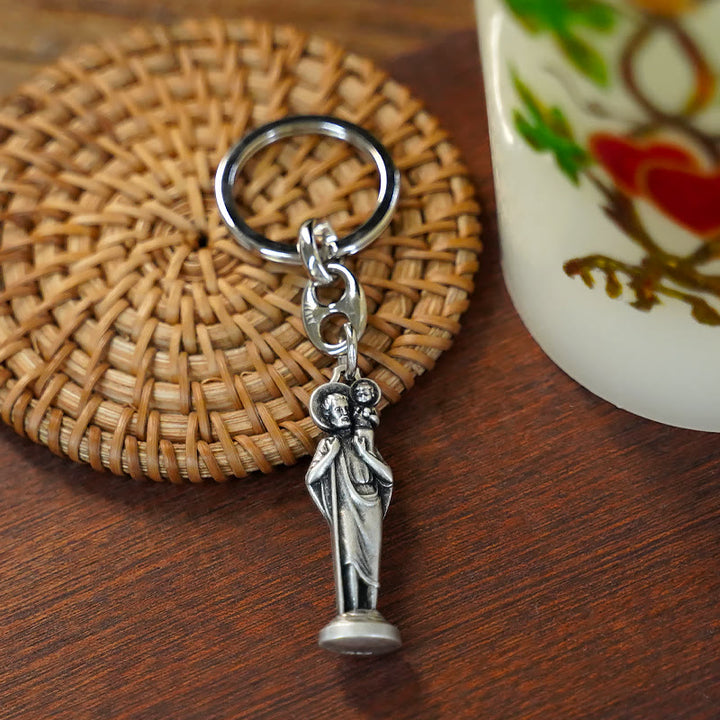 Christianartworkshop Schlüsselanhänger im Retro-Stil mit poliertem St. Christopher: Zeichen des Schutzes des Heiligen des Reisenden - image 3