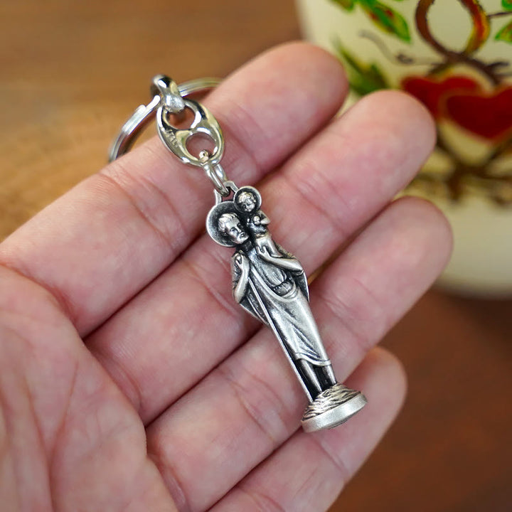 Christianartworkshop Schlüsselanhänger im Retro-Stil mit poliertem St. Christopher: Zeichen des Schutzes des Heiligen des Reisenden - image 3